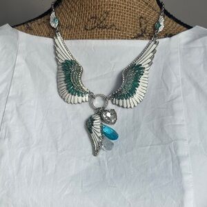 Silver and Blue Winged Necklace
